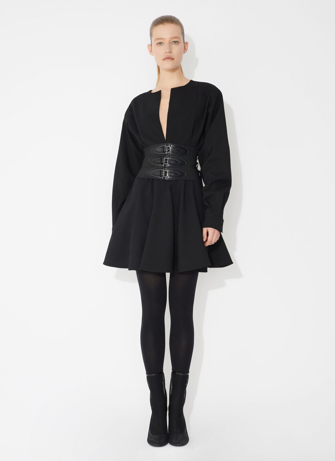 Wool buckle dress ALAÏA BLACK WOOL BUCKLE DRESS